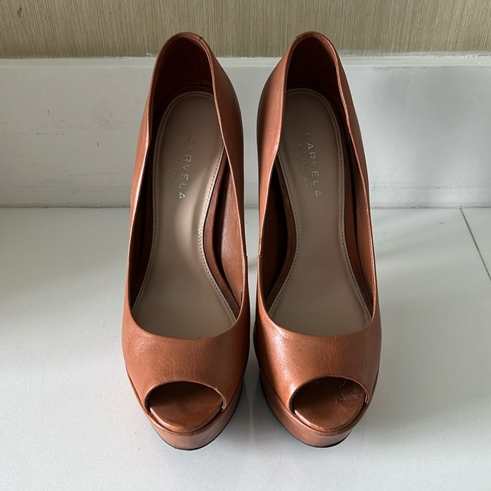 Brown high heels shoes